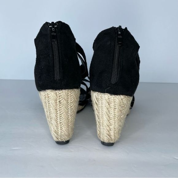 Chase + Chloe Black Bow Espadrilles Wedges 9 - Picture 3 of 8